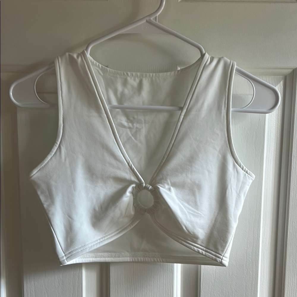 Elegant White Ring Detail Tank Top